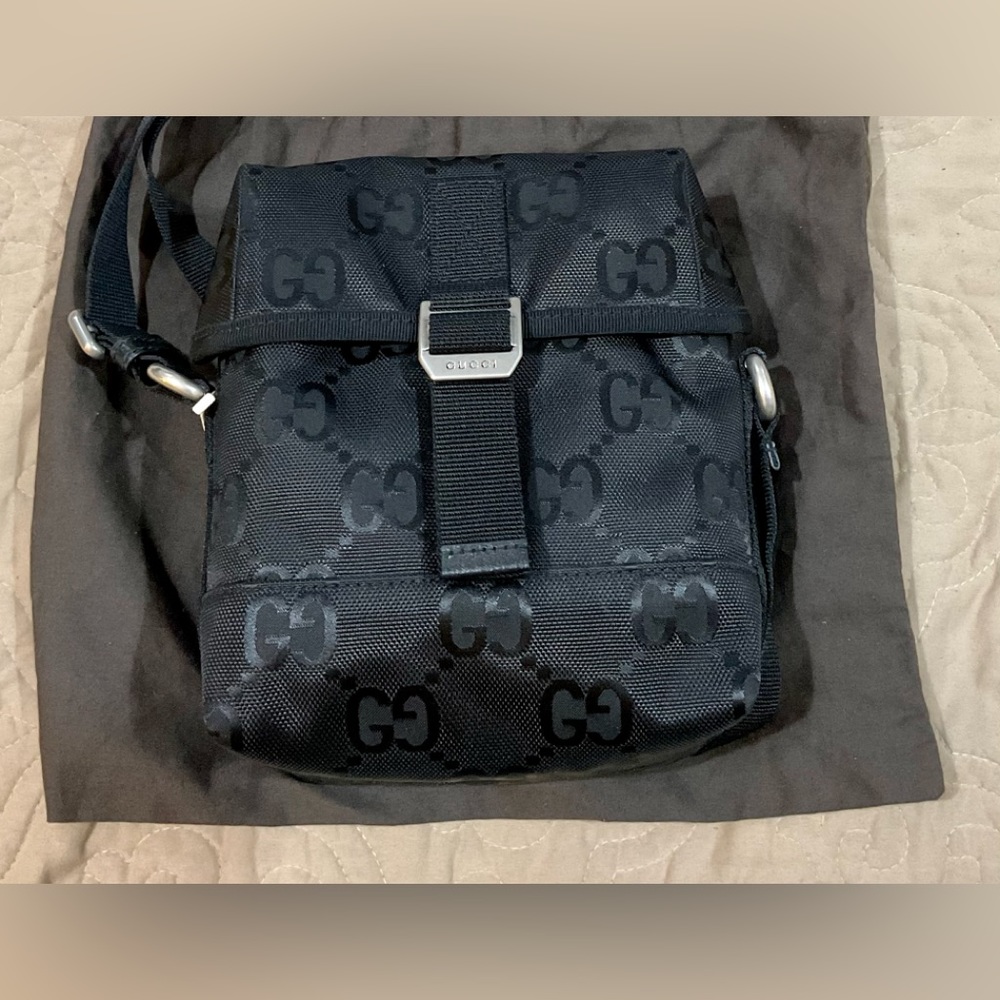 Gucci Econyl Nylon Monogram Off The Grid Black Messenger Bag SOLD